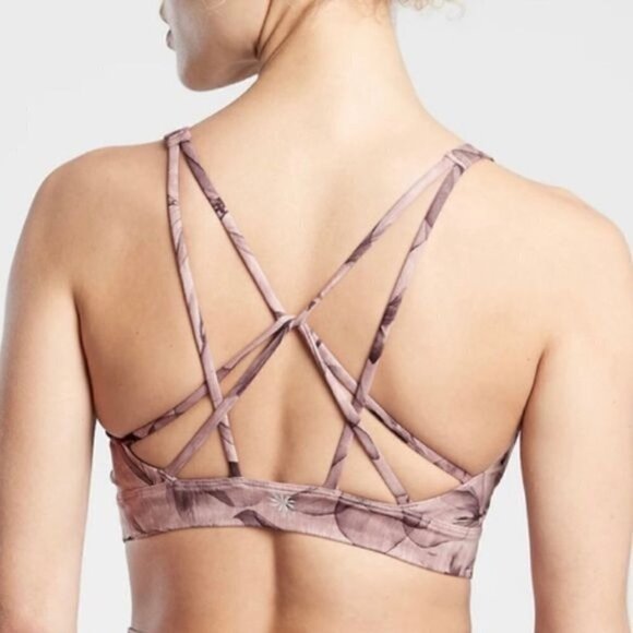 Athleta Floral Solace Print Athletic Gym Sports Bra Inner Beauty Earth Rose Pink - Picture 7 of 7